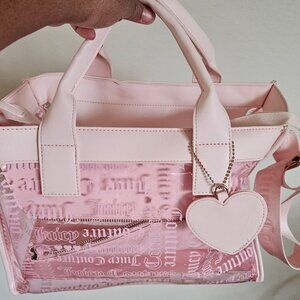 Juicy Couture Heart Powder Blush Beachin Large Tote with Matching Pouch NWOT